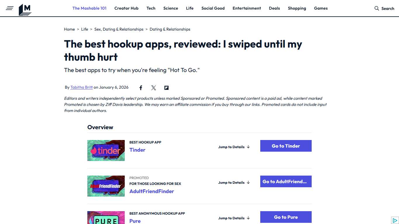 The best hookup apps 2026: I swiped until my thumb hurt | Mashable