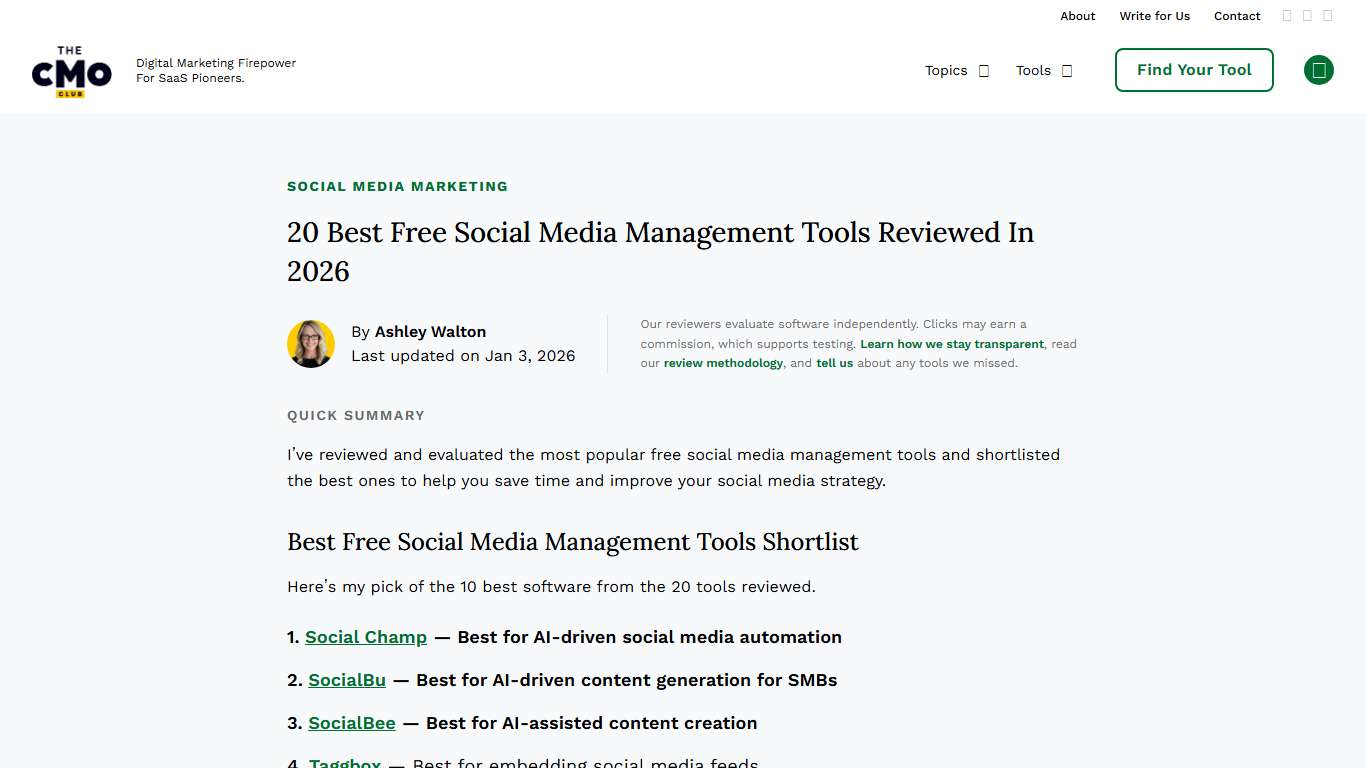 20 Best Free Social Media Management Tools Reviewed In 2026